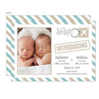 Slate Letter Twins Photo Birth Announcements