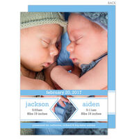 Blue Ribbon Twins Photo Birth Announcements
