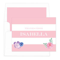 Pink Vintage Flower Thank You Note Cards