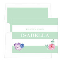 Mint Vintage Flower Thank You Note Cards