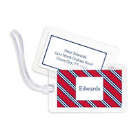 Repp Tie Red & Navy Luggage Tags