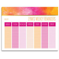 Pink Watercolor Weekly Schedule Pad