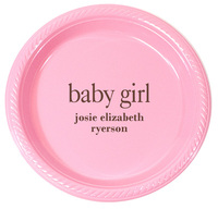 Personalized Big Word Baby Girl Plastic Plates