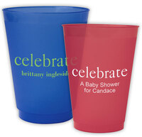 Personalized Colored Frosted Cups with Big Word Celebrate