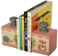 Personalized Fox and Hedgehog Wooden Baby Bookend Set