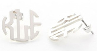 Medium Sterling Silver Circle Monogram Stud Earrings