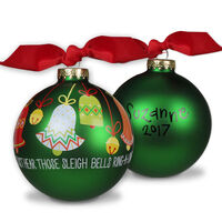 Sleigh Bells Glass Christmas Ornament