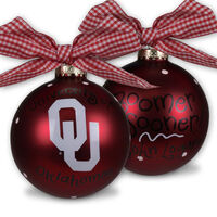 University of Oklahoma Glass Christmas Ornament