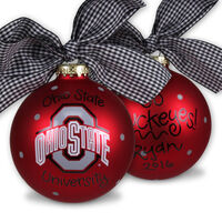 Ohio State University Glass Christmas Ornament