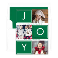 Green Joy Blocks Holiday Photo Cards
