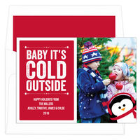 Red Penguin Holiday Photo Cards