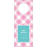 Pink Gingham Wine Tags