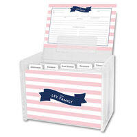 Blush Stripe Recipe Box and Recipe Cards