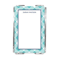 Turquoise Gingham Memo Sheets in Holder