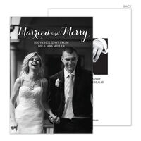 White Mr and Mrs Holiday Photo Cards