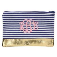 Personalized Navy Metallic Block Pouch