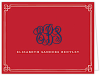 Red Classic Border Folded Note Cards