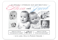 Twice As Classic Collage Photo Birth Announcements