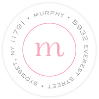 Pink Stamped with Love Round Address Labels