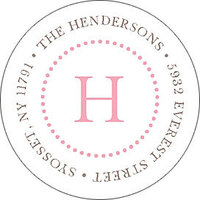Pink Dotted Initial Round Address Labels