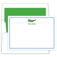 Alligator Blue Border Flat Note Cards