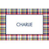 Navy & Red Madras Plaid Placemats