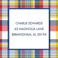 Navy & Red Madras Plaid Address Labels