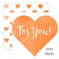 Orange Watercolor Heart Enclosure Cards