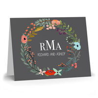 Charcoal Vine Wreath Folded Note Cards