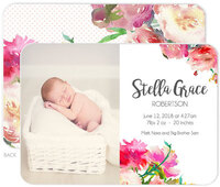 Watercolor Peonies Photo Birth Announcements
