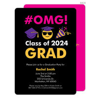 Pink Class of Emoji Graduation Invitations