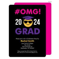 Pink Grad Emoji Graduation Invitations