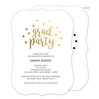 White Grad Party Confetti Dot Invitations