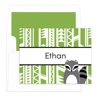 Green Raccoon Foldover Note Cards