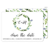 Green Wreath Save the Date Announcements