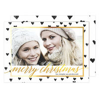 Modern Christmas Hearts Christmas Photo Cards