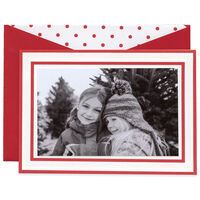 Scarlet Candy Stripe Photo Folded Holiday Cards