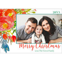 White Colorful Christmas Holiday Photo Cards