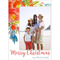 Watercolor Corner Swag Holiday Photo Cards