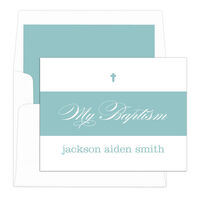White Colored Banner Folded Baptism Note Cards