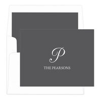 Grey Elegant Script Initial Foldover Note Cards