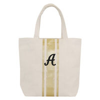 Personalized Canvas Tote With Gold Stripes