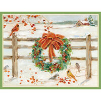 Wreath on Snowy Fence Holiday Cards