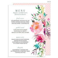 Watercolor Peony Spray Menus