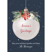Poinsettia Ball Ornament Flat Holiday Cards