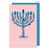Pink Hanukkah Menorah Flat Gift Enclosures