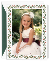 Vertical Pine and Holly Photo Cards
