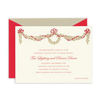 Engraved Golden Holly Bough Invitations