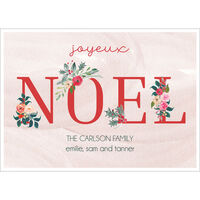 Pink Joyeux Noel Flat Holiday Cards