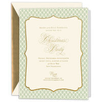 Gold Frame with Geometric Pattern Holiday Invitations